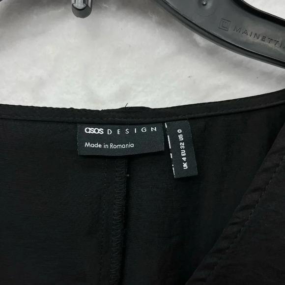 ASOS Blouse Womens 0 Black V Neck Peplum Elastic Back Waist Long Sleeve Pullover - Picture 8 of 12